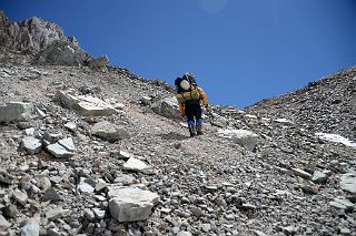 18 Guide Agustin Aramayo Leads The Last Few Metres To The Top Of The Hill To Camp 1 From Plaza Argentina Base Camp.jpg